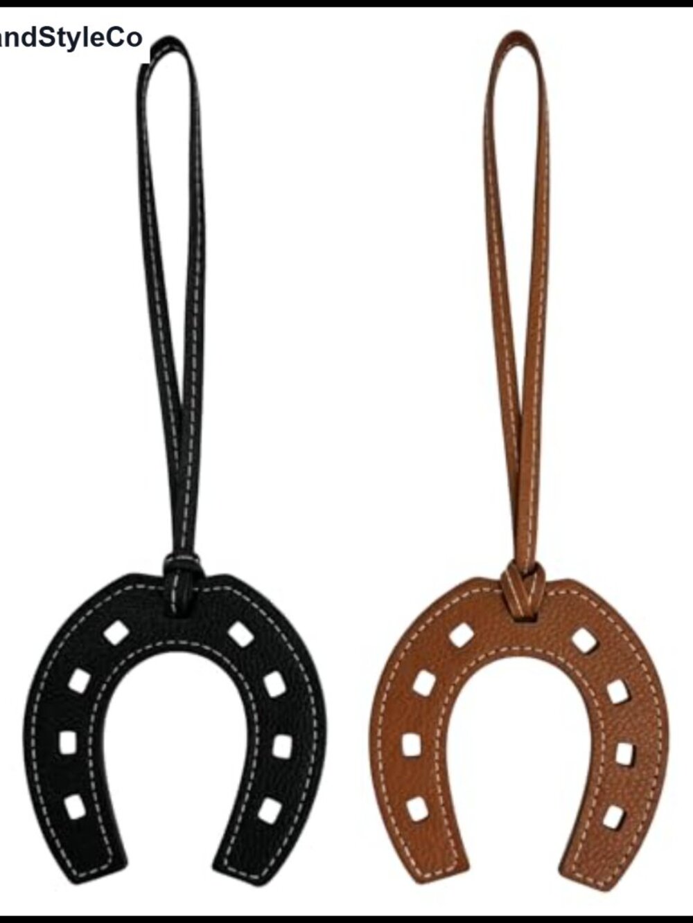 Leather Horseshoe Keychain Bag Charm 2-Pack Western Purse Accessory
